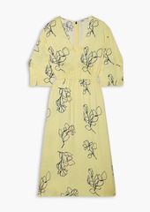 Jason Wu - Floral-print satin-crepe midi dress - Yellow - US 0