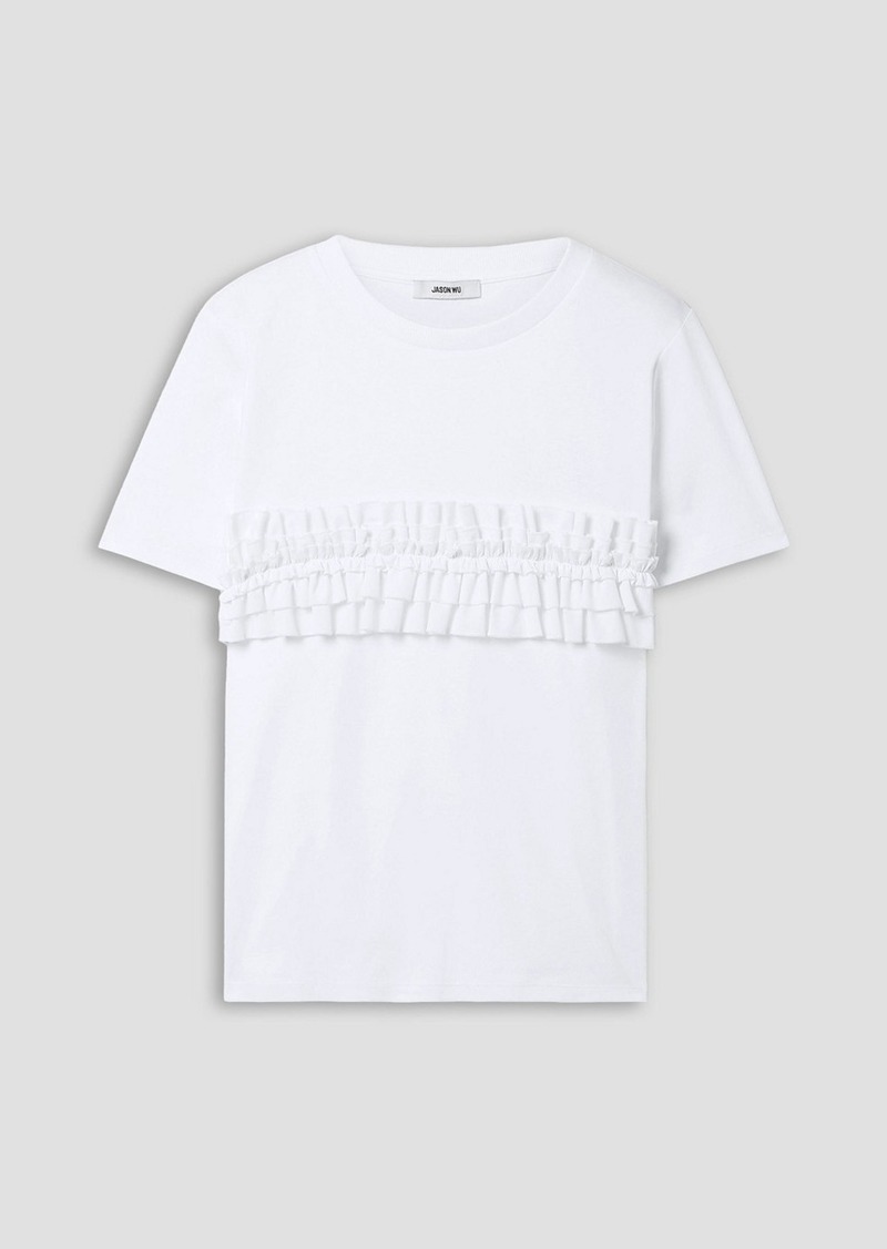 Jason Wu - Ruffled cotton-jersey T-shirt - White - XL
