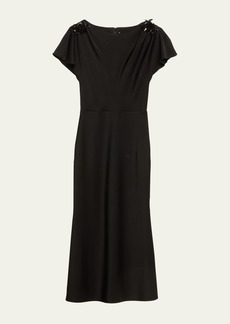 Jason Wu Collection A-Line Midi Dress with Beaded Shoulder Details