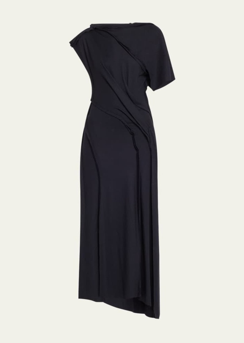 Jason Wu Collection Asymmetric Draped Wool Jersey Maxi Dress