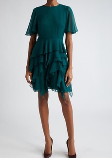 Jason Wu Collection Asymmetric Ruffle Detail Silk Chiffon Dress