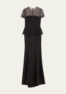 Jason Wu Collection Corded Geo Lace Gown  Black