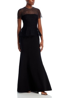 Jason Wu Collection Corded Geometric Lace Peplum Gown