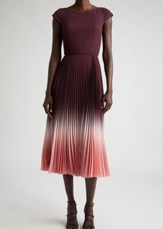 Jason Wu Collection Dip Dye Cap Sleeve Pleated Midi Dress