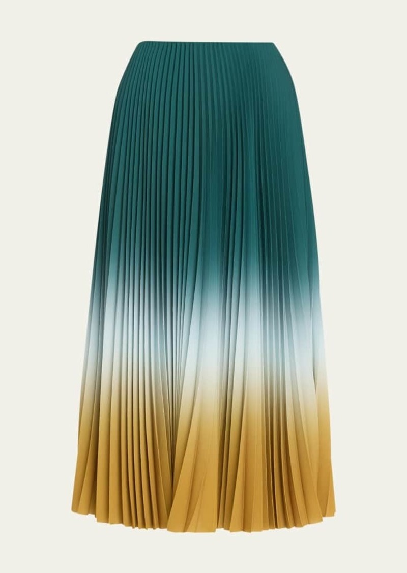 Jason Wu Collection Dip Dye Marocaine Pleated Crepe Midi Skirt