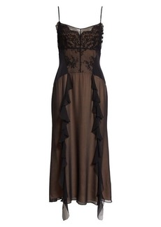 Jason Wu Collection Floral Embroidered Tulle Silk Midi Dress