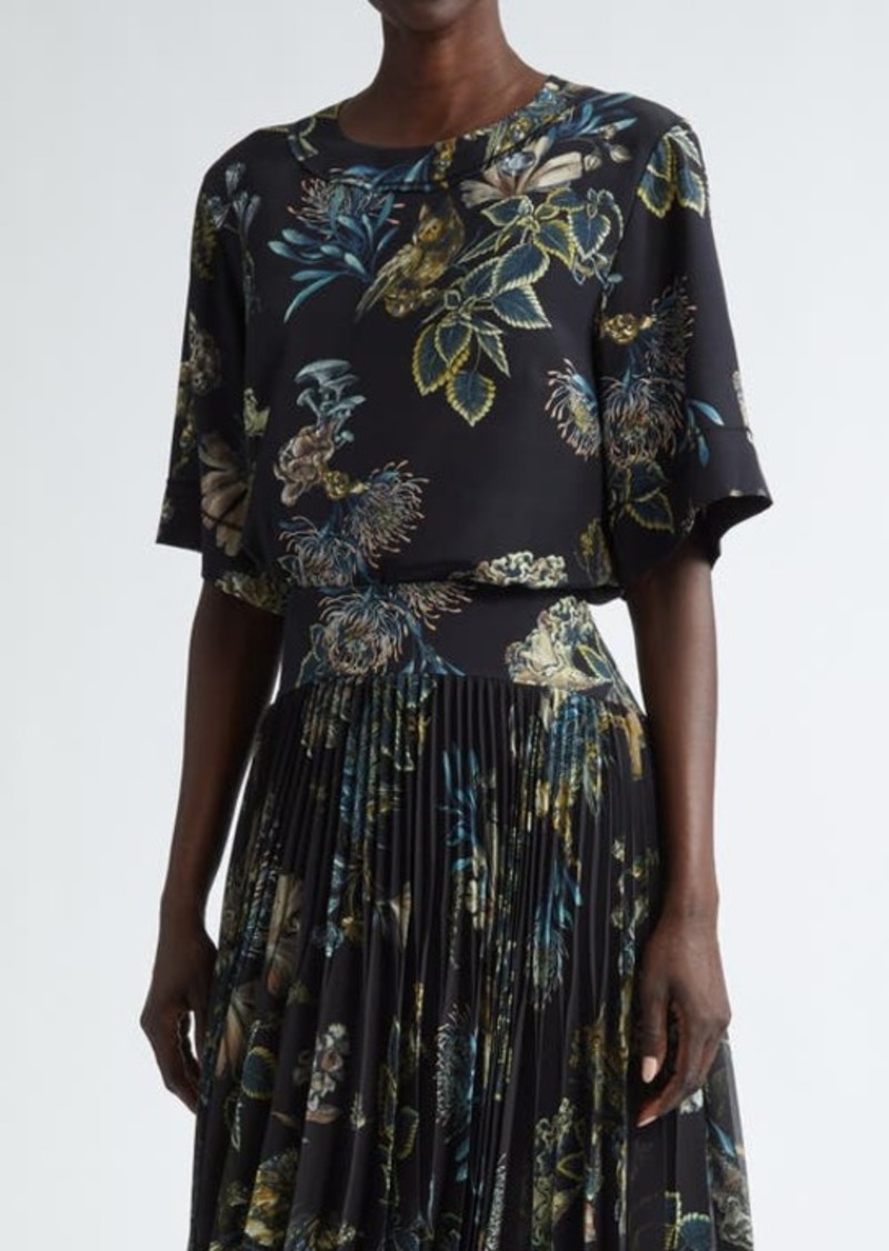 Jason Wu Collection Floral Forest Print Silk Top