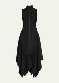 Jason Wu Collection Fluid Crepe Bomber Fit-Flare Handkerchief Midi Dress