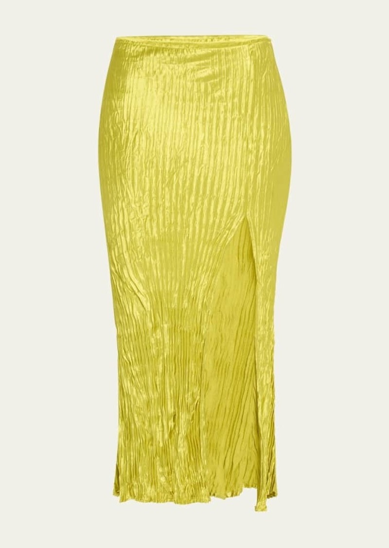 Jason Wu Collection Hammered Satin Pleated Midi Skirt