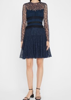 Jason Wu Collection Lace Pleated Ruffle-Trim Cocktail Dress