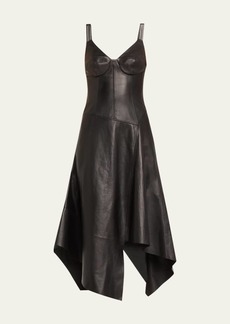 Jason Wu Collection Leather Midi Dress with Asymmetric Skirt