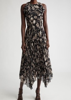Jason Wu Collection Marine Print Asymmetric Chiffon Dress