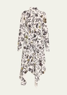 Jason Wu Collection Marine Print Asymmetric Midi Dress
