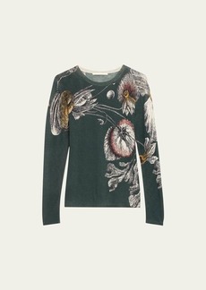 Jason Wu Collection Merino Wool Floral Print Sweater