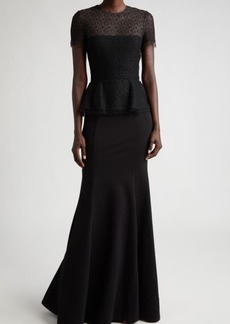 Jason Wu Collection Mixed Media Embroidered Lace Peplum Gown