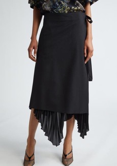Jason Wu Collection Mixed Media Pleated Asymmetric Wrap Skirt