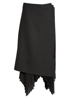 Jason Wu Collection Mixed Media Pleated Asymmetric Wrap Skirt
