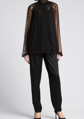Jason Wu Collection Mock-Neck Silk Tulle Top