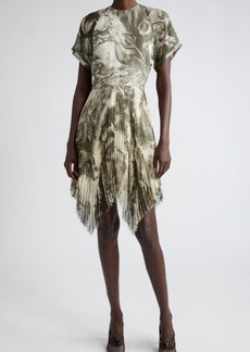 Jason Wu Collection Oceanscape Print Asymmetric Chiffon Dress