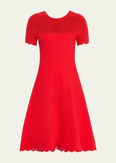 Jason Wu Collection Open-Knit Scallop Fit-Flare Sweater Dress