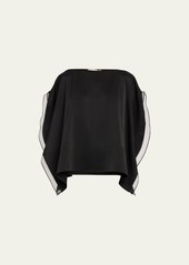 Jason Wu Collection Organza-Trim Short-Sleeve Satin Top