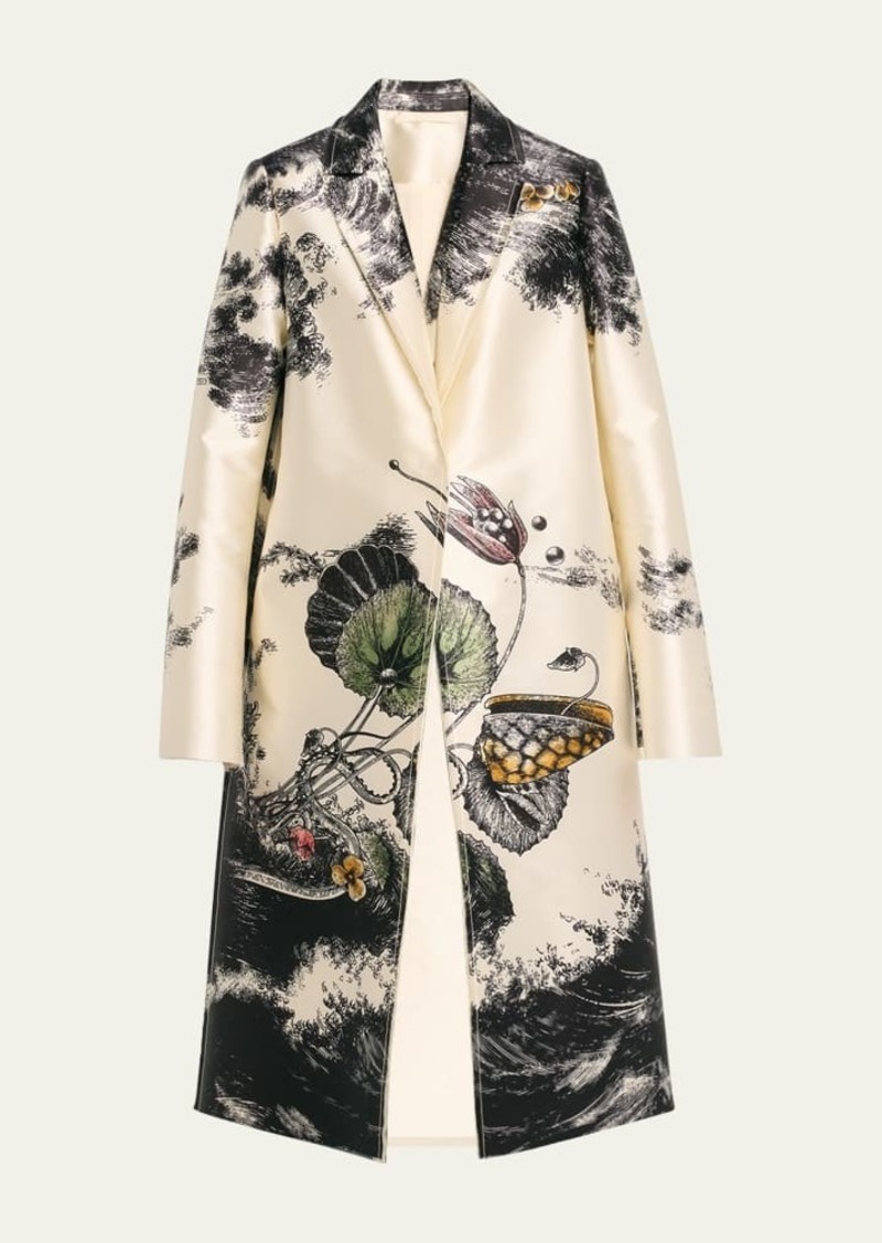 Jason Wu Collection Print Placement Single-Breasted Top Coat