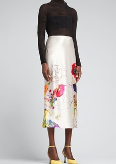 Jason Wu Collection Side-Slit Satin Bias Midi Skirt