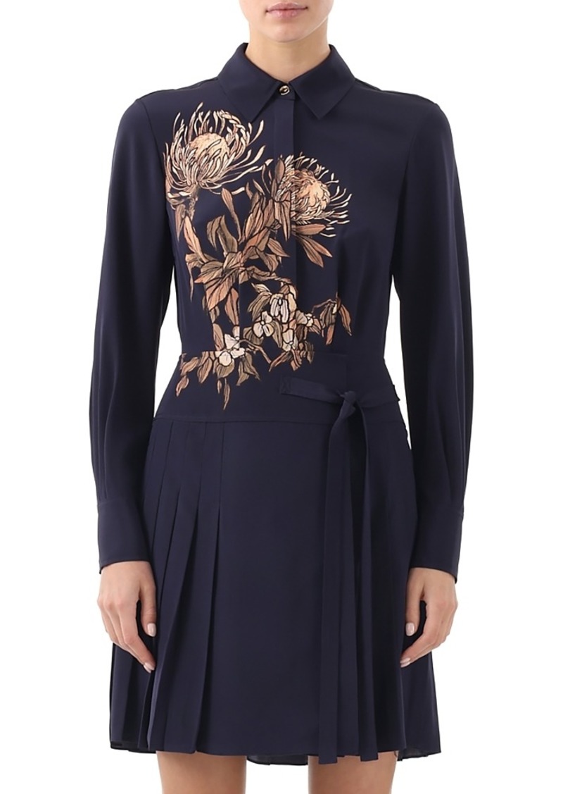 Jason Wu Collection Silk Floral Printed Long Sleeve Dress