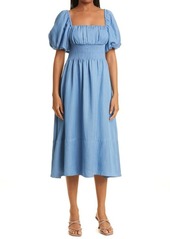 JASON WU Collection Smocked Puff Sleeve Chambray Dress at Nordstrom