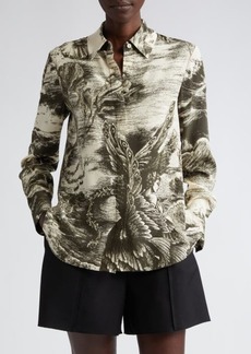Jason Wu Collection Oceanscape Print Silk Button-Up Shirt