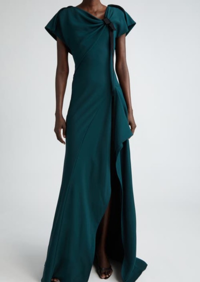 Jason Wu Collection Tie Detail Short Sleeve Crepe Gown