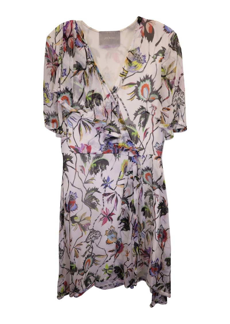 Jason Wu Floral Mini Dress in Multicolor Silk