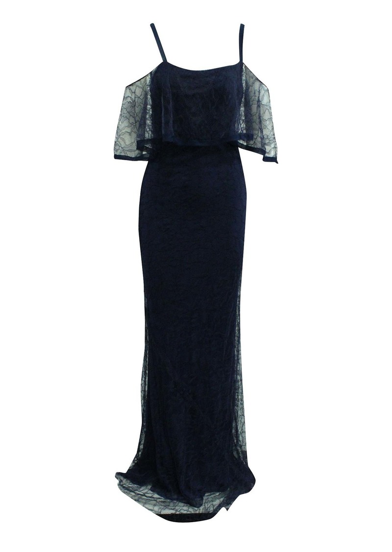 Jason Wu Lace Evening Gown in Navy Blue Polyamide