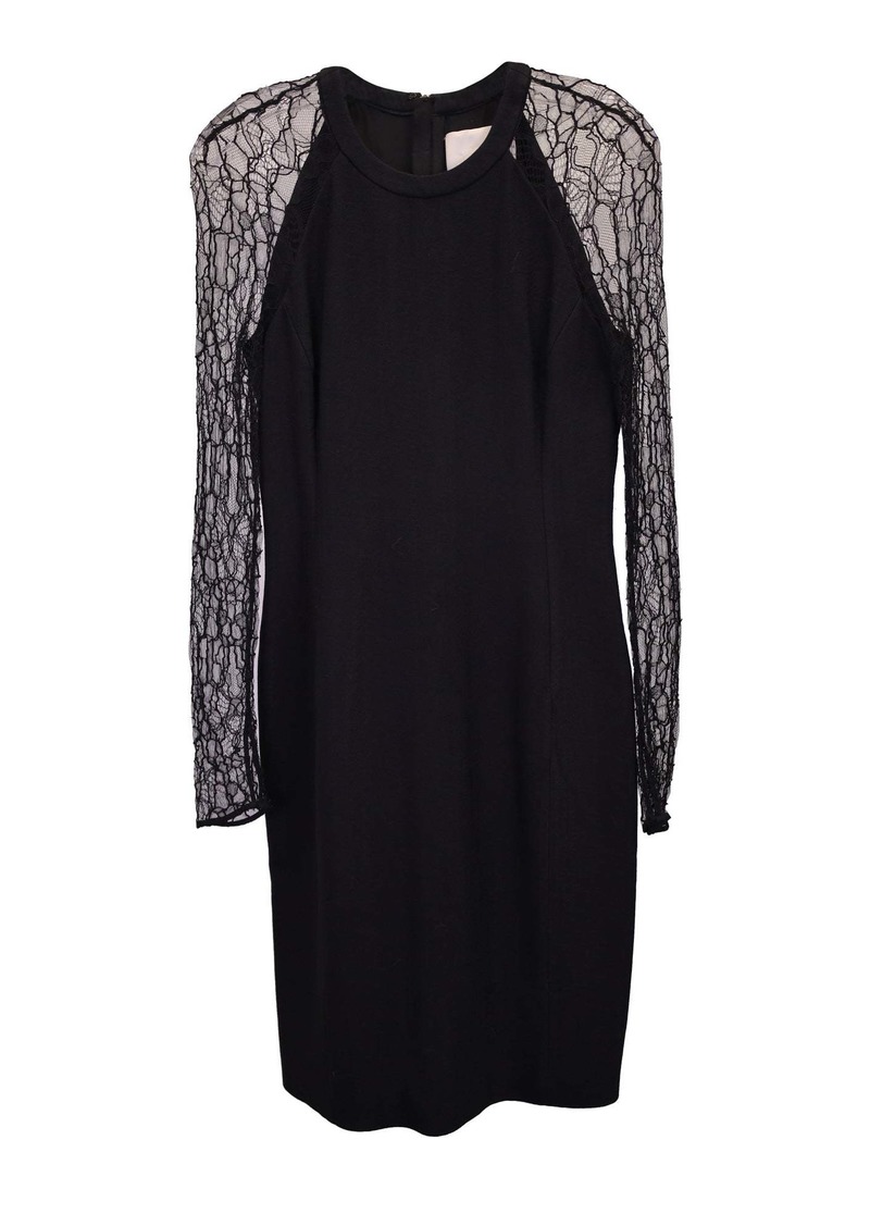 Jason Wu Lace Pattern Knee-Length Dress in Black Viscose