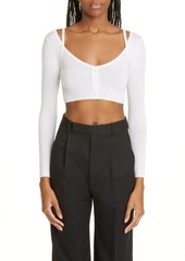 JASON WU Rib Crop Merino Wool Cardigan