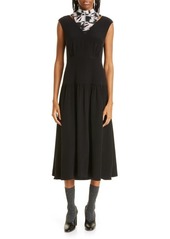 JASON WU Cap Sleeve Midi Fit & Flare Dress with Silk Neck Tie