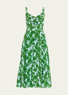 Jason Wu Sleeveless Floral-Print Cutout Midi Dress