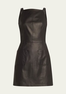 Jason Wu Sleeveless Square-Neck Leather Mini Dress