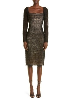 Jason Wu Collection Smocked Long Sleeve Midi Dress