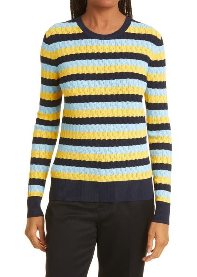 JASON WU Stripe Pointelle Crewneck Sweater
