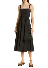 JASON WU Tiered Cotton Blend Fit & Flare Midi Dress