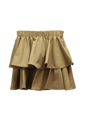 Jason Wu Tiered Flared Mini Skirt in Khaki Cotton