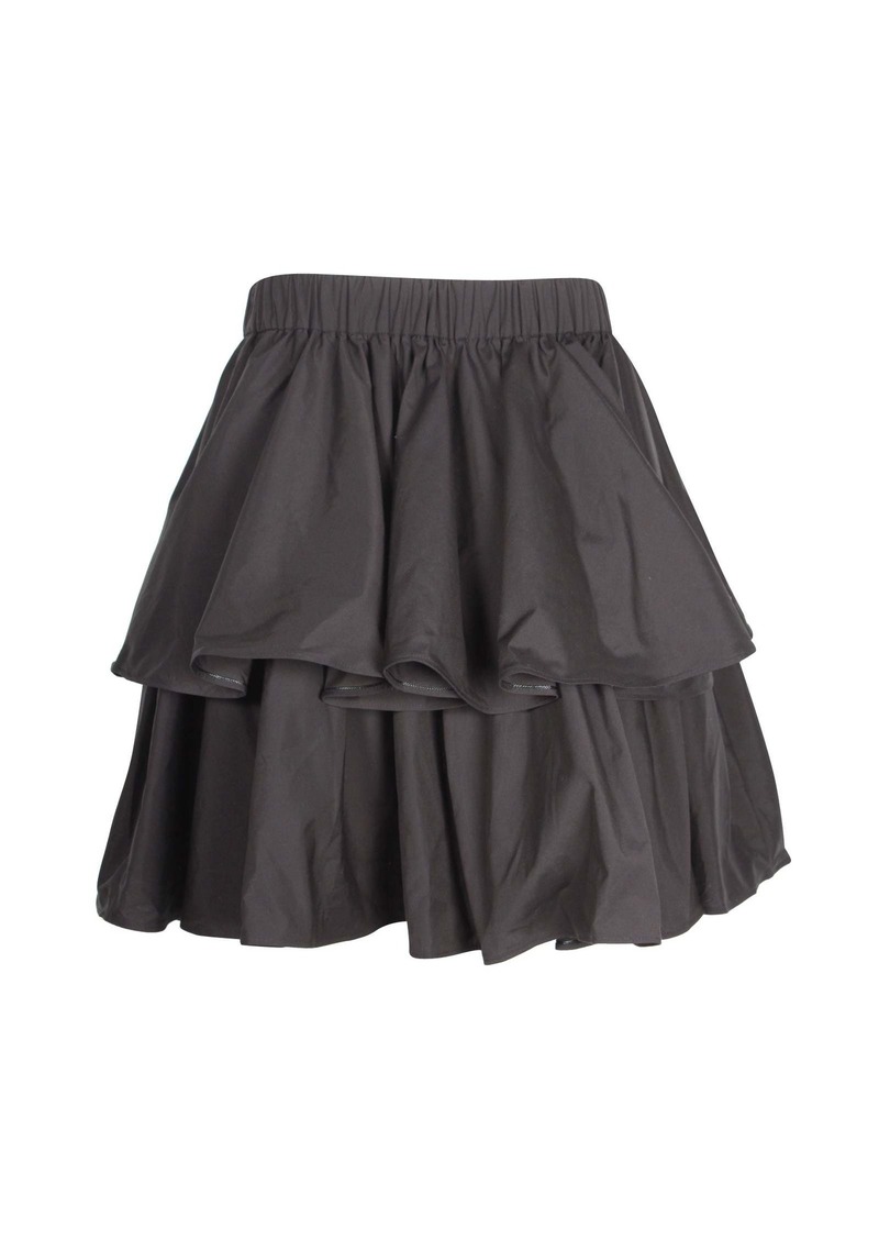 Jason Wu Tiered Skirt in Black Cotton