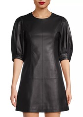 Jason Wu Leather Puff-Sleeve Minidress