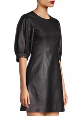 Jason Wu Leather Puff-Sleeve Minidress