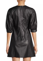 Jason Wu Leather Puff-Sleeve Minidress