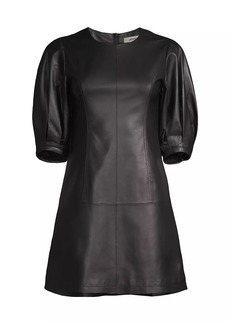 Jason Wu Leather Puff-Sleeve Minidress