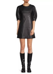 Jason Wu Leather Puff-Sleeve Minidress