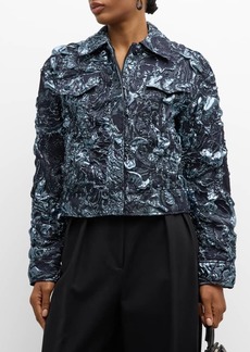 Jason Wu Metallic Marine Cropped Jacket