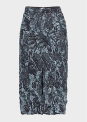 Jason Wu Metallic Marine Jacquard Midi Skirt